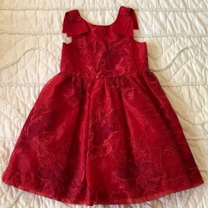Janie and Jack Red Holiday Floral Dress Size 4